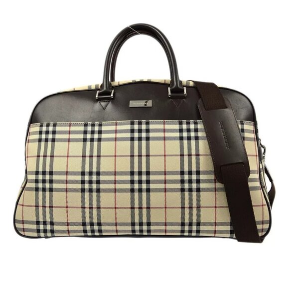 Burberry Beige Brown Burberry Check 2way Duffle Handbag 181831 - Picture 1 of 16